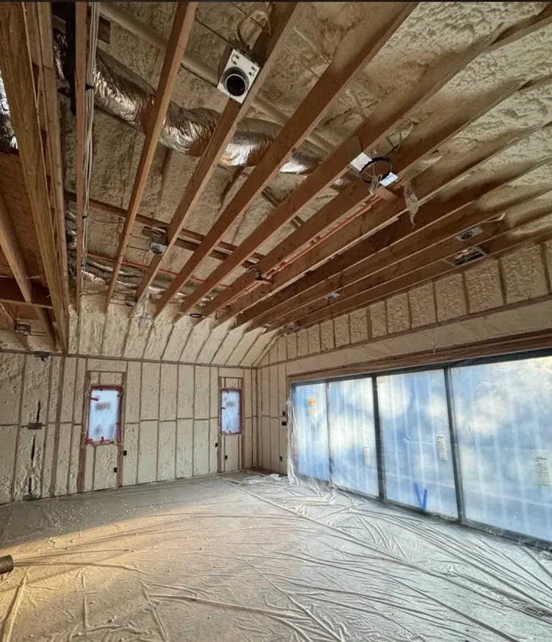 Interior walls and ceiling insulated with spray foam during new construction in Herriman
